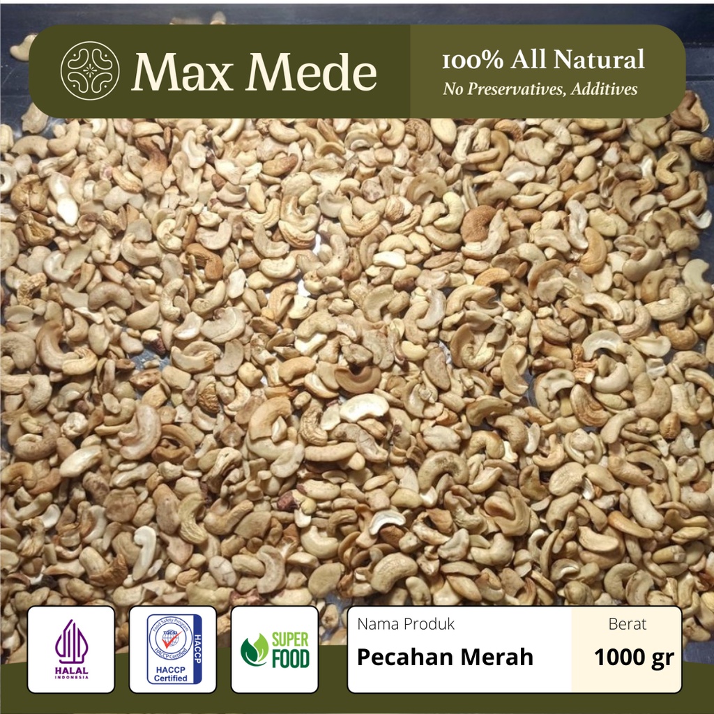 Kacang Mede Merah Pecahan / Patahan Mentah Kering Untuk Bumbu (Murah) - 1 KG (Raw Cashew Nut Pieces)-2