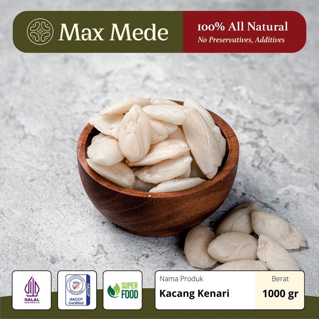 Kacang Kenari Mentah Kupas Utuh PREMIUM Grade - 1 KG (Raw Whole Peeled Pili Nuts)-5