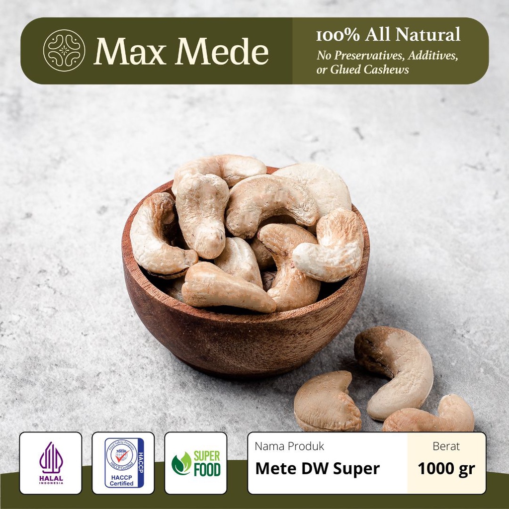 Kacang Mede Mentah Kupas Grade DW 1 - 1 KG (Raw Cashew Nuts)